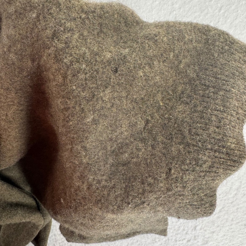 John Ashford - VTG Cardigan 100% Pure New Wool Pockets - Olive Green - S - Mens - Picture 7 of 7